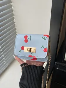 Cherry Print Crossbody Bag, Cute Trendy Korean Style Shoulder Bag, Sweet Fashionable Single Strap Backpack, Spring New Arrival