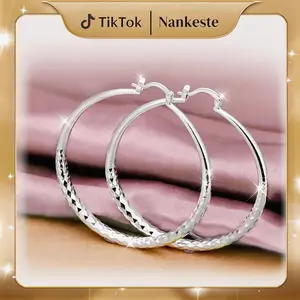 summerwins 925 Silver Earrings, Suitable For Women, Elegant Large Circle Design, 925 Silver Color, Hypoallergenic Ear Needles, Suitable For Daily And Vacation Wear, Suitable As Valentine's Day Gift,Mother’s Day gift.