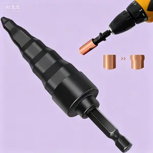 5-in-1 Swaging Tool Kit for Copper Tubing, HVAC and Air Conditioner Pipe Expansion Set with 1/4 3/8 1/2 5/8 3/4 Inch Bits, Professional Swage Drill Attachment for Flaring and Repair, Durable Tube Expander