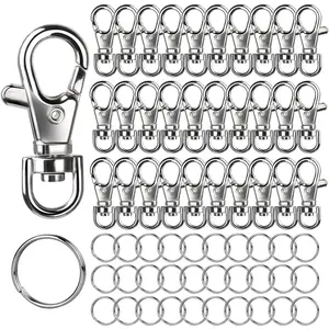 L-HDJ026  60PCS Metal Swivel Snap Hooks and Key Rings, 30PCS Small Lobster Claw Keychains Clasps and 30PCS Key Chain Ring for Keychain Clip, Key, Jewelry Making, Art Crafts, Silver