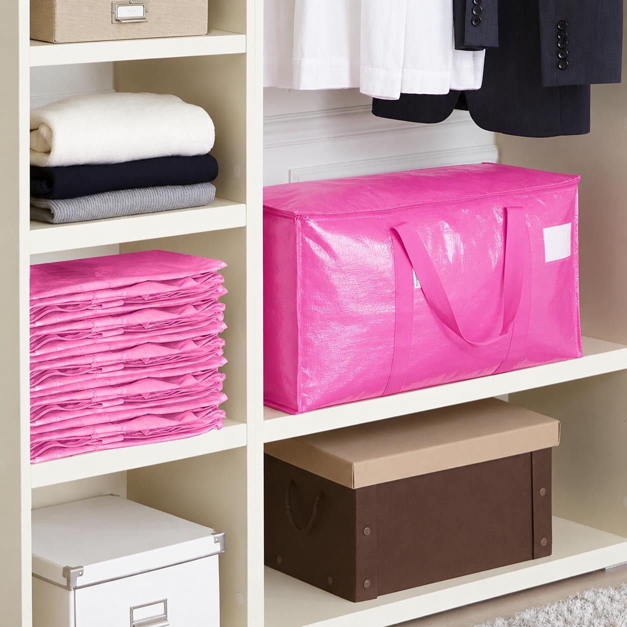 6-Pack 25-Gal Extra Large Moving & Clothes Storage Bags, Heavy-Duty Waterproof Foldable Home Organizers with Reinforced Wraparound Handles, Dual Zippers, Tag Pockets for Moving, Closet Organization