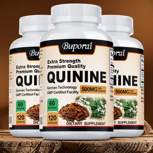 Buporai Organic Quinine Fiber Capsules, 500 mg, 120 capsules per bottle, are formulated with a premium formula to prevent leg cramps and support digestive health.