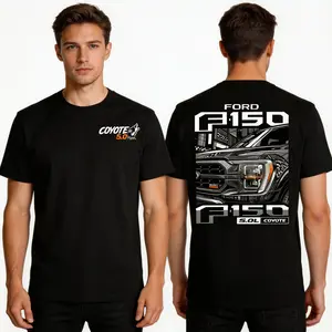 F150 Coyote 5.0 engine graphic t-shirt for truck enthusiasts-men's black pickup truck tee-automotive fan apparel  Men's and women's tops suitable for everyday wear and all seasons