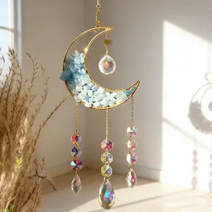 Enchanted Rainbow Maker, Aquamarine Amethyst & Obsidian Crystal Suncatcher, Infuse Home with Vibrant Mystic Light, Ideal for Indoors & Outdoors Hanging Decor for home with Healing Crystals