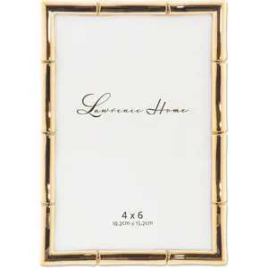 712246 4-Inch W x 6-Inch H Gold Picture Frame with Bamboo