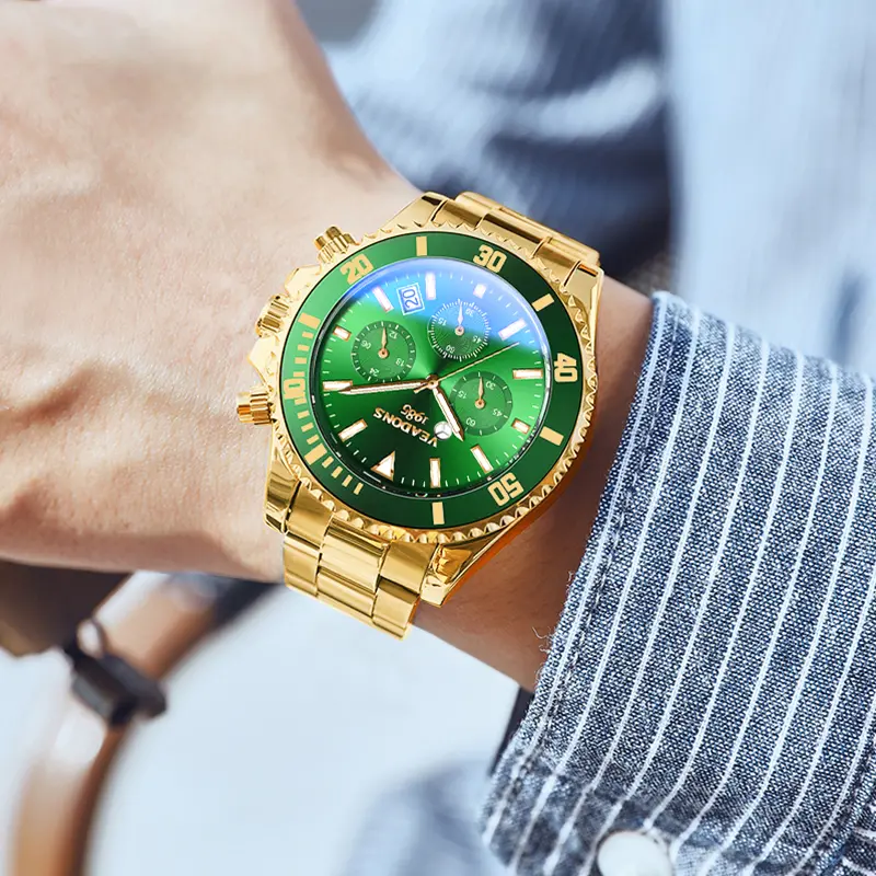 TikTokShopStockUpVeadons Men's Luxury Dress Watch, Green Dial, 40mm Stainless Steel Strap, Rotating Quartz Analog, Waterproof Luminous Large Dial Boss Wristwatch summer business - TikTok Shop TikTokShopStockUpVeadons Men's Luxury Dress Watch, Green Dial, 40mm Stainless Steel Strap, Rotating Quartz Analog, Waterproof Luminous Large Dial Boss Wristwatch summer business - TikTok Shop