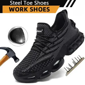 Steel Toe Work Shoes for Men and Women, Lightweight Slip Resistant Safety Sneakers, Breathable Indestructible Protective Footwear with Quick Dial Closure, Comfortable Industrial Construction Warehouse Hiking Work Shoes
