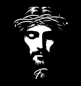 The head of Jesus in a crown of thorns and letters of faith sticker decal car
