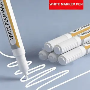 White Acrylic Paint Pens,White Markers Paint Permanent Marker Pens, Fine Tip 1-2mm Waterproof Paint Pen for Fabric Rock Painting Tyre Art Paper Glass for Drawing,Coloring,Graffiti,DIY Crafts