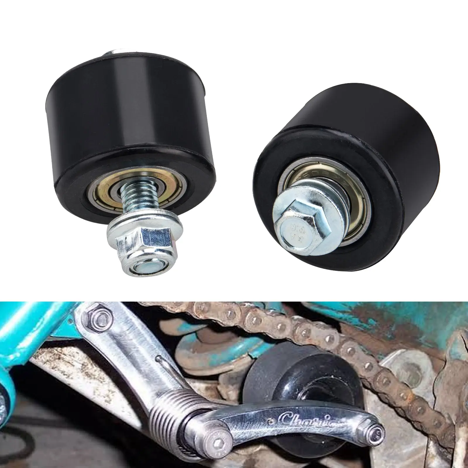 3mirrors Dual Bearing Upper & Lower Chain Roller Kit For Yamaha Warrior YFM350 Raptor 350 ATV Swingarm Chain Guide Roller Set