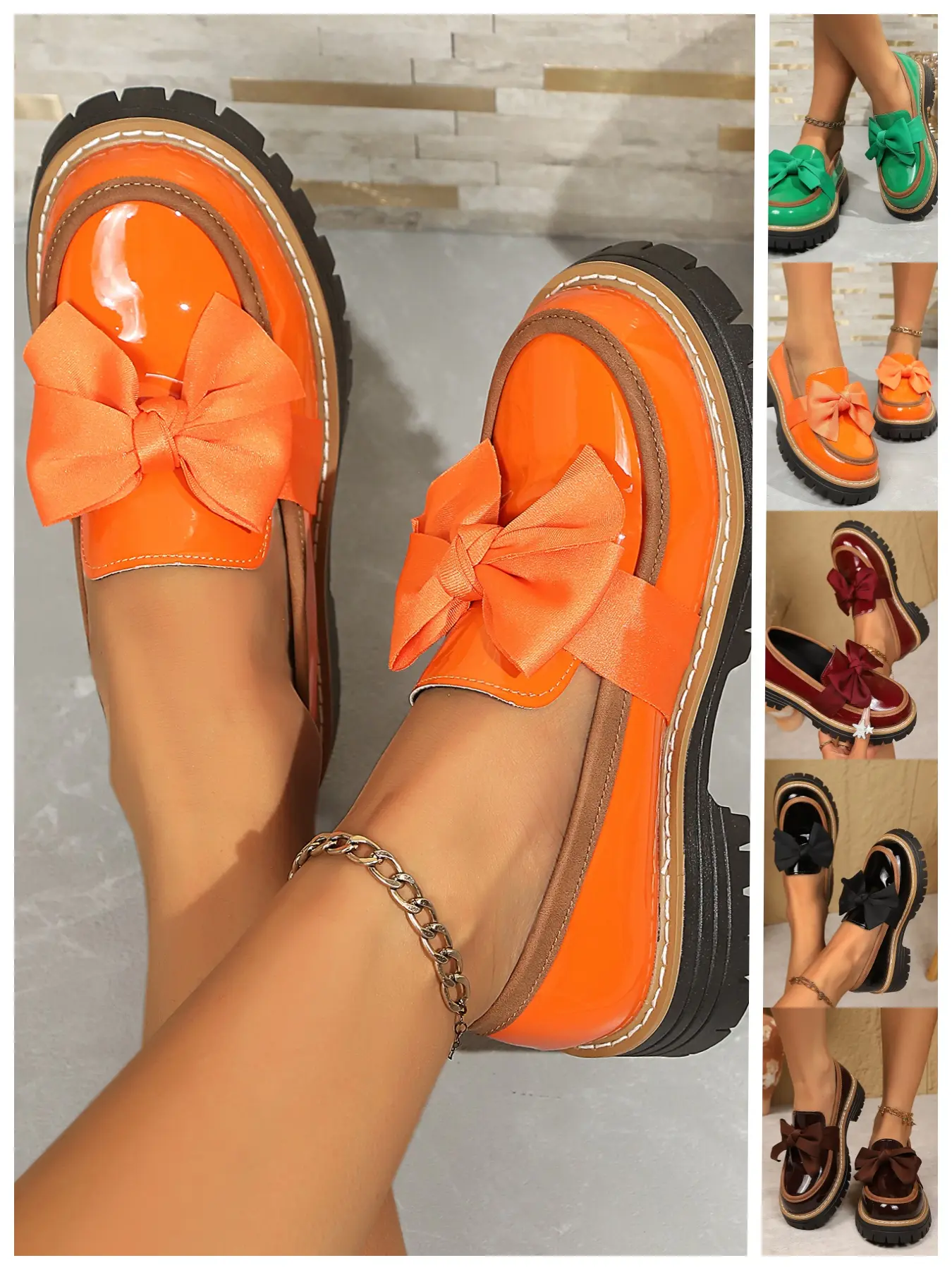 Women's British Style Slip-On Casual Classic Granny Shoes, Walking Shoes, New Round Head Bow Design, Comfortable Daily Wear, Fashion Trendy Accessory