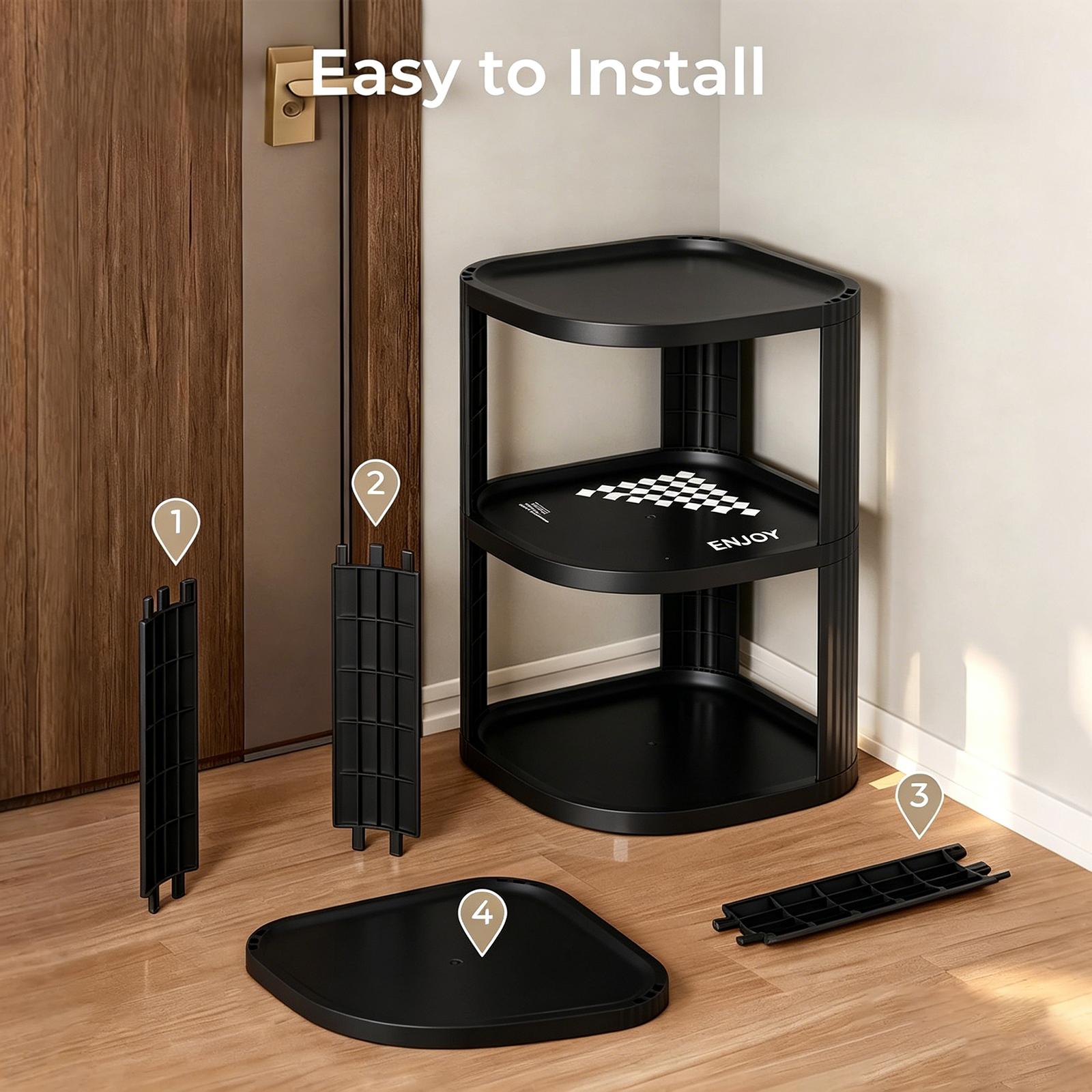 UFORU Corner Shoe Rack Stackable Shoe Rack Organizer for Entryway Closet Corner, Free Standing Shoe Rack Shelf, Saving, Curved, Off White