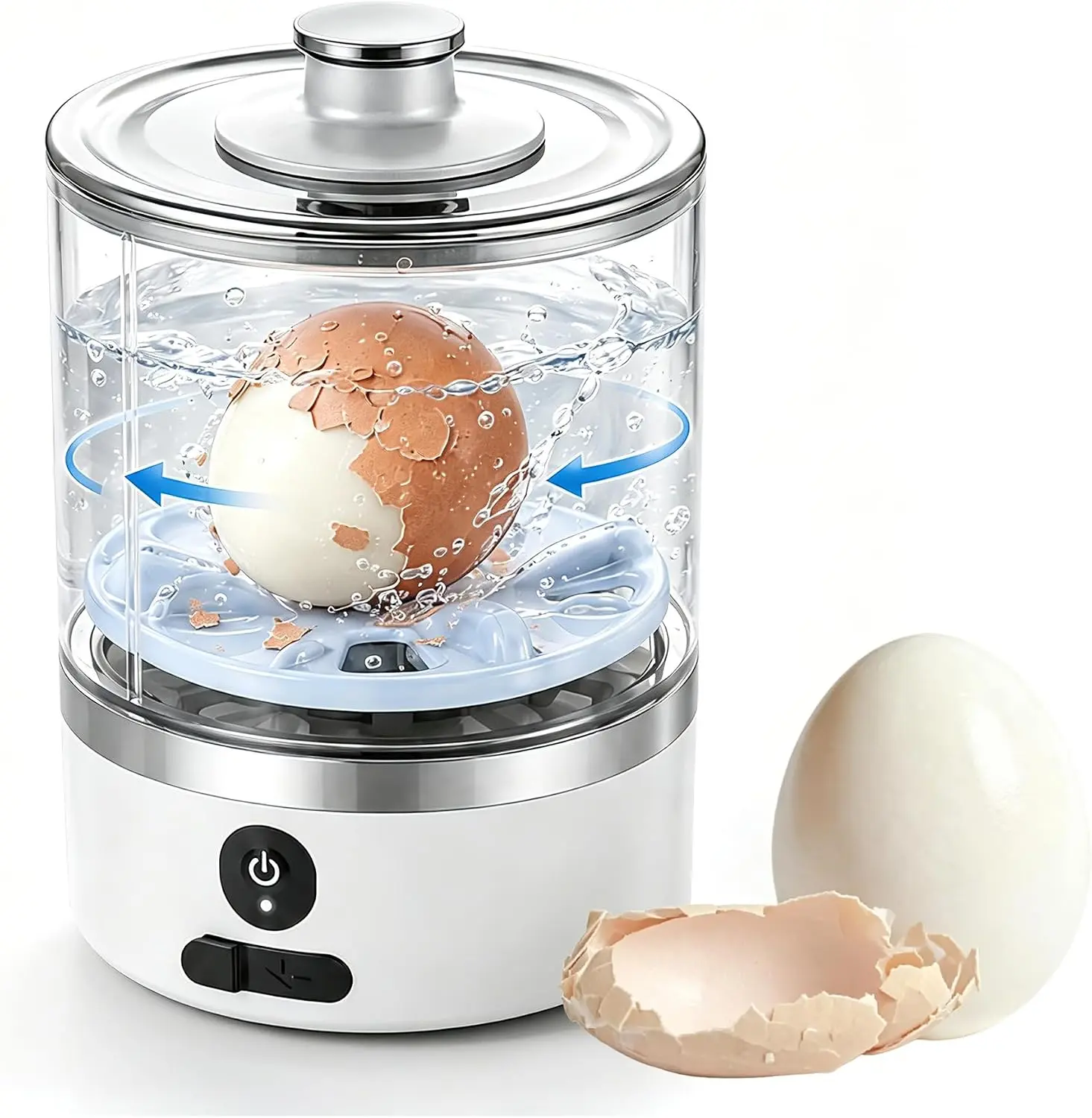 Automatic 1-Touch Electric Egg Peeler, 6s Shell Cracking Kitchen Utensil, Compact Opener for Meal Prep, Salads