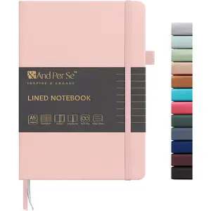 &And Per Se Lined Journal Notebook, 160 Pages, A5 5.7 x 8 inches College Ruled Thick Paper Notebook Journals for Writing, Hardcover Notebooks for Women Men Office School (1 Pack, Pink)