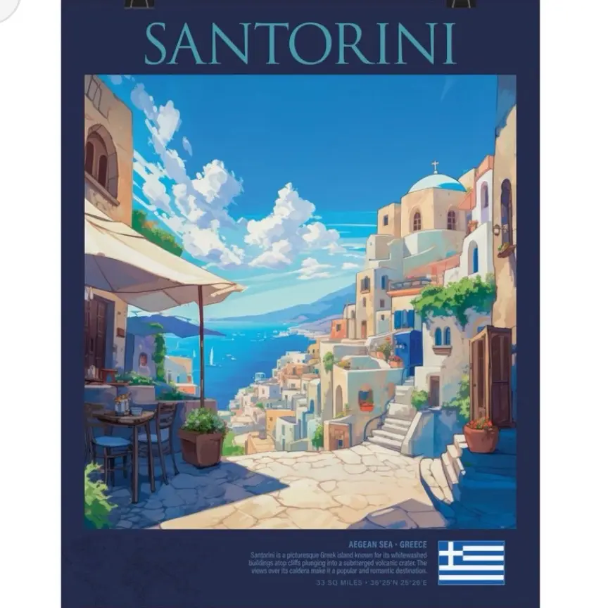 Santorini Poster - Classic Travel Wall Decor