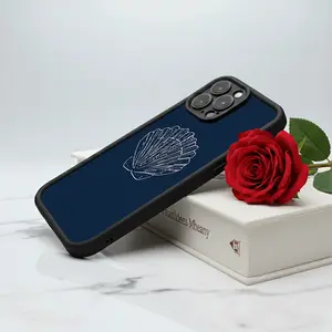 Minimalist White Line Art Scallop Shell Navy Case iPhone17/17PROMAX/17PRO/16/15/14/13/12/GALAXYS21/S22/S23/S24 Celestial Eye Layered Phone Case Drop-Resistant Protection Cool trend BOBOJT2006001