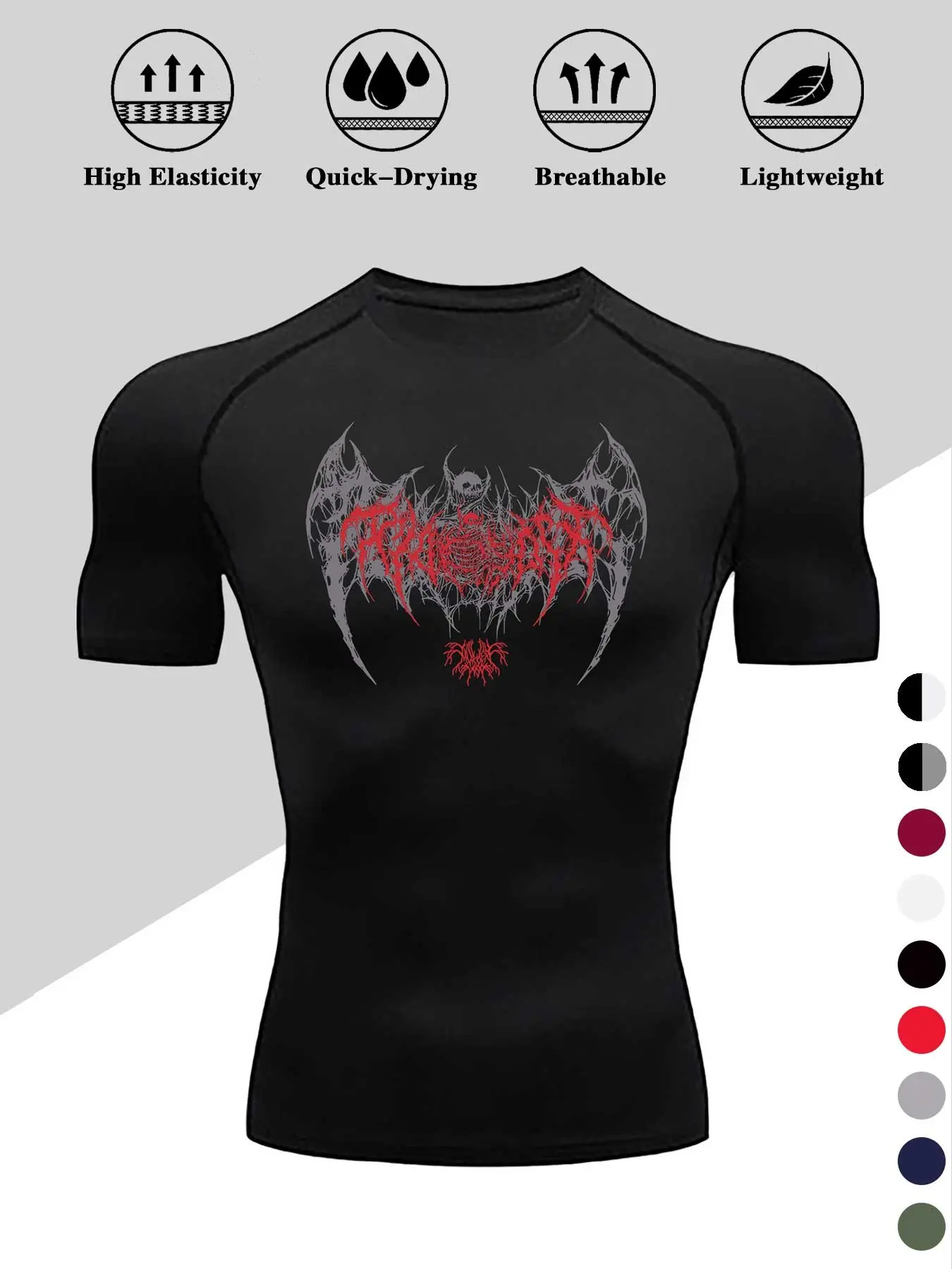 Men's Dragon Print Compression T-Shirt, Quick-Dry Breathable Stretch Fabric, Workout Activewear, Fitted Compression Shirts, Tight-Fitting Short Sleeve Top for Fitness and Outdoor Activities, Athletic Sports Clothing