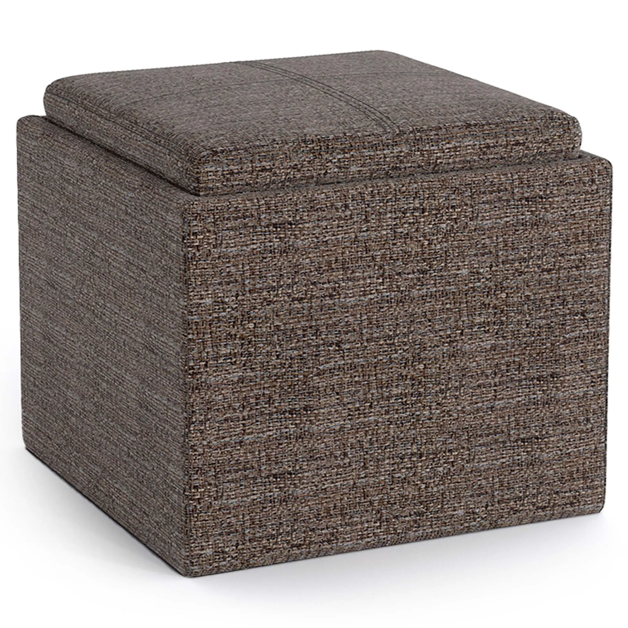 Rockwood Cube Storage Ottoman - Tweed Indoor Furniture Footstool with Storage, Padded, Removable Seat Cushion, Space-Saving, Square Conversion Footstools & Ottomans