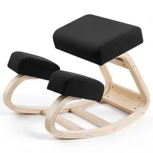 【FathersDayGift】VEVOR Ergonomic Kneeling Chair, Wooden Posture Knee Chair with Thick Foam Cushions and Solid Wood Frame, Adjustable Height, Natural Relief for Neck or Back Pain, Ideal for Home, Office or Meditation