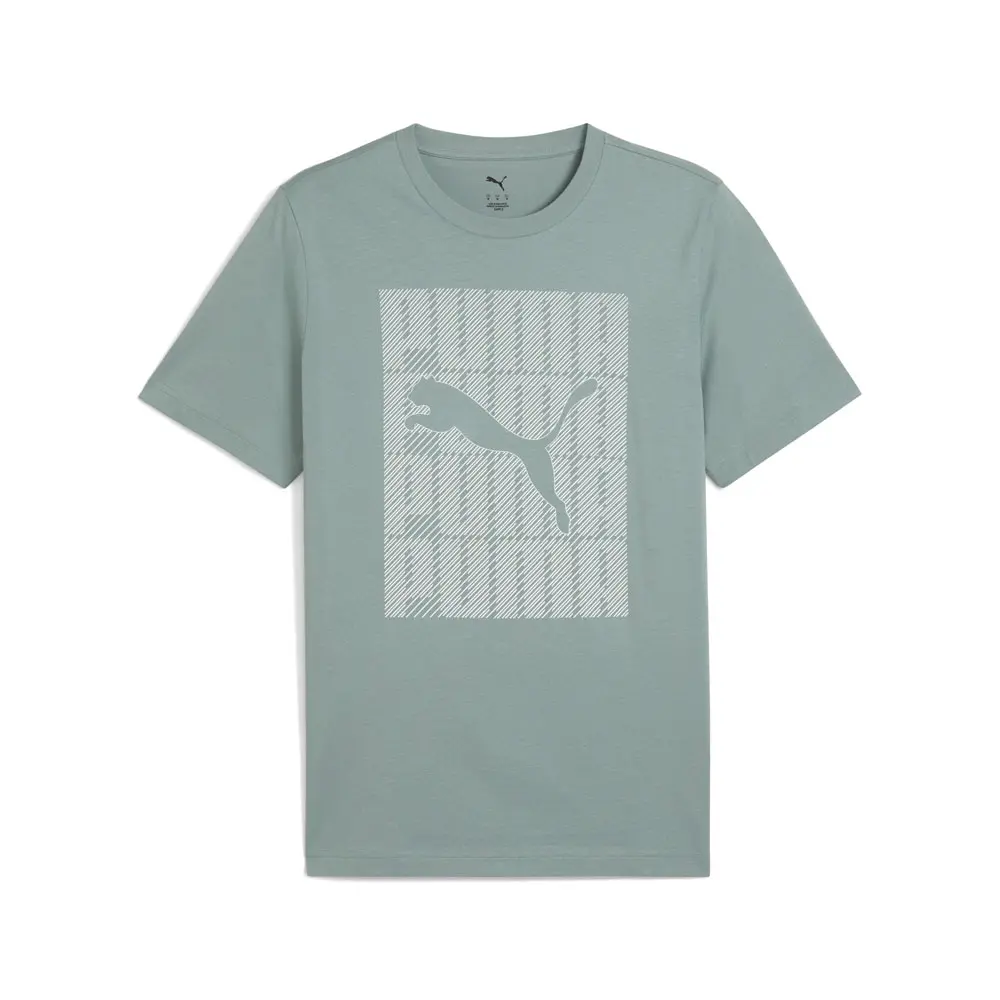 PUMA Mens Graphics Wording Crew Neck Short Sleeve Casual Tops Casual - Green