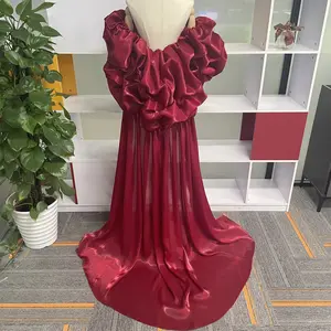 Claret Puff Sleeve With Trailing, Fairy Wedding Dress Accessories, Bridal Dress Cape, Off-the-shoulder Cape With Sleeves, Detachable Sleeves Cape Womenswear Organza