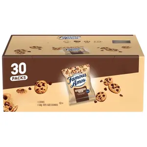 Famous Amos Original Recipe Chocolate Chip Bite-Size Cookies 30 Pack Box 30 oz Individually Wrapped for Optimal Freshness Perfect for On-the-Go Snacking