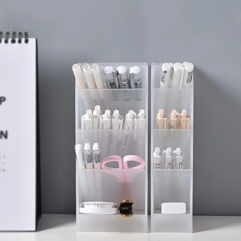 Creative Multifunctional 4 Grid Desktop Organizer Marker Pen Holder Penholder Makeup Storage Box School Office Accessories Stationery Desk Organizer Tidy