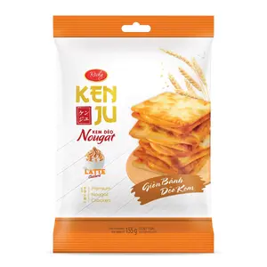 RICHY KENJU SOFT NOUGAT LATTE CREAM CRACKERS - BAG 155g - Creamy Bliss in Every Sip!