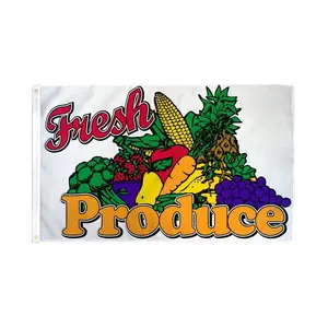 Floral Vibrant Bold Color Fresh Produce Decor Banner - 3x5ft Polyester Dye Sublimation Flag, Home & Festive Party Supplies Backdrop