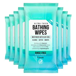 Bath Wipes for Adults Bathing No Rinse - 80 Disposable  Cleansing Wipes for Men, Women &  -  for Gym, Camping,   - Shower Wipes
