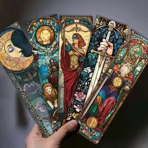 30 Pcs Colorful Glass Tarot Cards Series, Simple Hand Account Artistic Creative Material, Reading Paper Bookmarks DIY