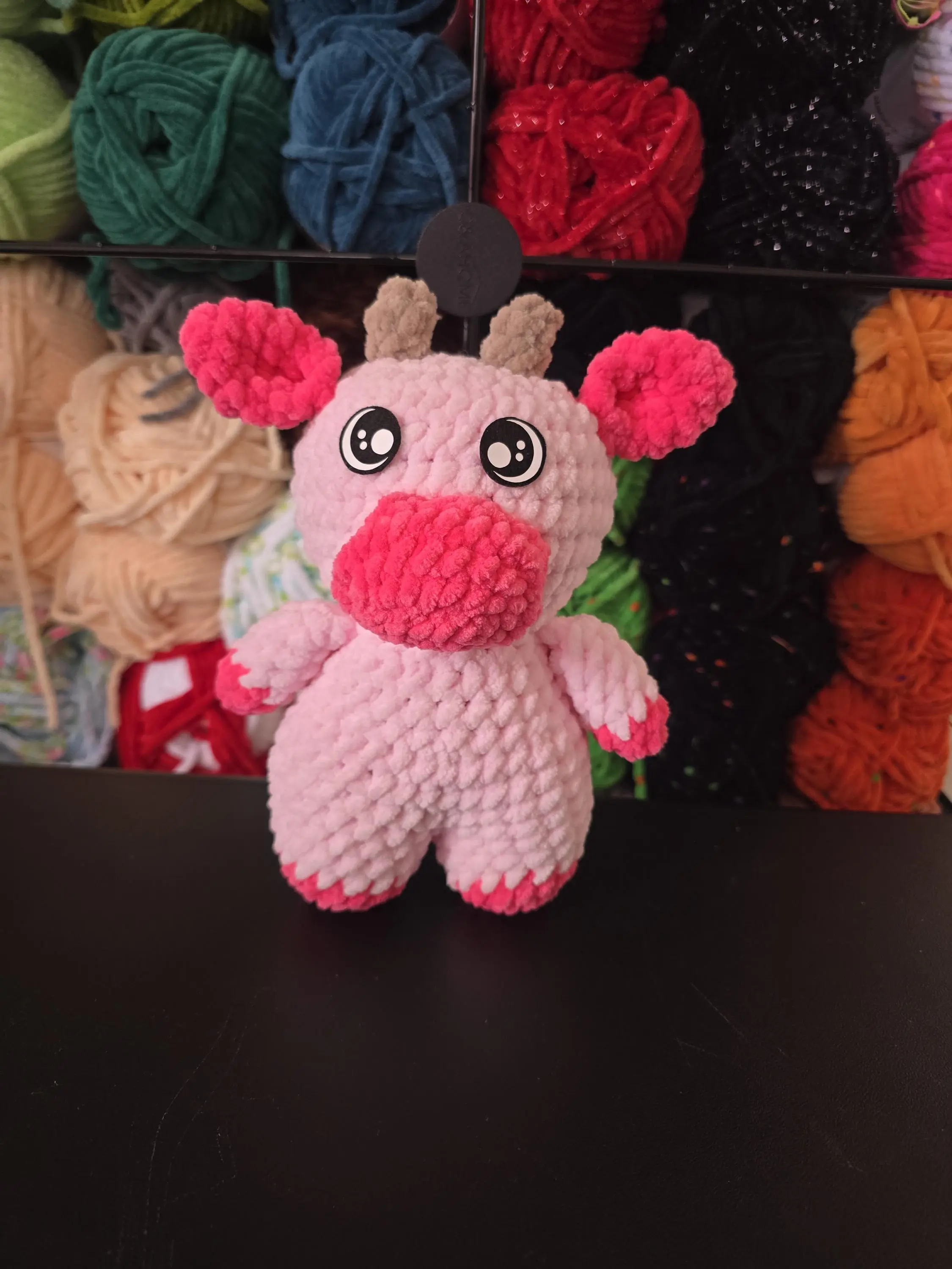 Crochet Cow Plushie: Handmade Polyester Stuffed Animal