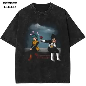 Vintage Bulma Couple Graphic Tee, DBZ Anime Shirt, Vintage Anime Couple Tee, Manga Streetwear shirt, Gift for Anime Lovers