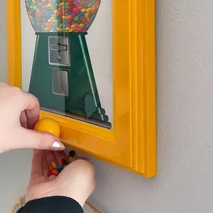 Candy Dispenser Photo Frame with Candy Dispenser - Glossy Plastic Square Wall-Mounted Display, No Electricity Needed, Easy Access to Candy, Nuts
