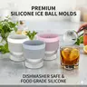 Stackable Whiskey Ice Ball Mold Set (Stack 3/6 Molds), 2.5-in Large Round Silicone Maker with Lid, Easy Release Leak-Proof Trays, Space-Saving Kitchen Gadgets for Cocktails, Bourbon, Ice Cube Maker