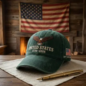 Embroidered 250th Anniversary Washed Hat, Patriotic Eagle Embroidered Cap, 1776 2026 Baseball Hat, American Flag Dad Hat, USA Gift