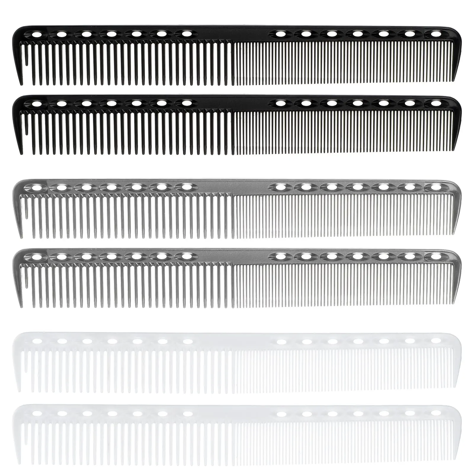 6pcs Carbon Fiber Hair Straightening Combs, Professional Barber Fine Combs, Heat-Resistant Salon Hairdressing Tools for Men and Women (Black, Grey, White), Hair Straightening Comb