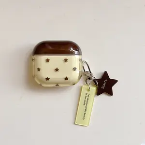 Korean Style Colorblock Star + Charm Earphone Case for Apple AirPods Pro 2/pro/4/3/2, Fashionable Women's Earphone Case, Simple Design