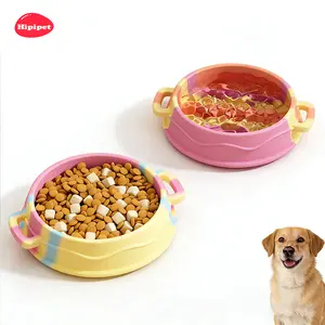 [Hipipet] Slow Feed Dog Bowl -Anti-Choking Slow Feeder Bowl for Small Dogs & Teething Pups | Double-Eared Easy-Grip + Anti-Slip Mat | Safe ABS Material