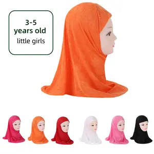 Jacquard Bright Color Old Little Girl Beautiful Headscarf Hijab Hat Malay Scarf Saudi Arabia Middle East Veil