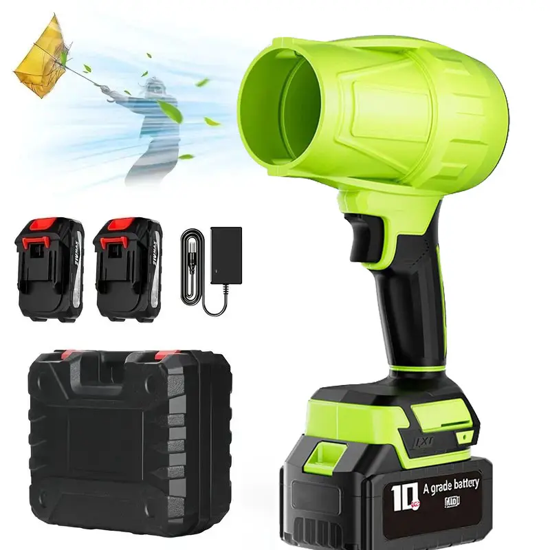 【Summervibes】21V Cordless Turbo Leaf Blower Kit with 2×4000mAh Batteries, 400000 RPM Brushless Copper Motor Powerful Air Duster, Lightweight Handheld Blower for Outdoor Yardwork, Car Detailing Drying