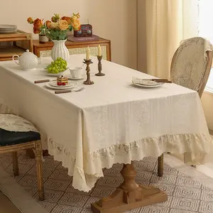 Pure Color Lace Tablecloth, Modern Simple Rectangular Table Cover, Decorative Dining Table Cloth for Restaurant Kitchen Party Festival, Rectangle Tablecloth