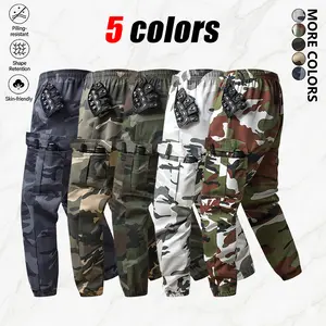 5-pack men’s multifunctional cargo pants, casual athletic pants — multiple pockets, tear-resistant fabric, adjustable waistband. Loose camouflage outdoor cargo pants, jogger combat pants.Summervibes