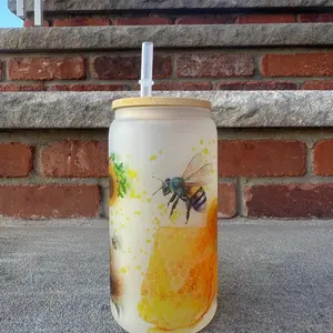 Frosted Glass Cup 16oz with Lid and Straw - Mom Iced Coffee Cup Design - Reusable and Eco-Friendly - Beverage, Sublimation cup