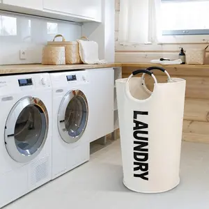 Large Waterproof Foldable Laundry Basket with Padded Handle, Space Saving Standing Storage Bin, Bathroom Organizer, Clothes Hamper, Laundry Organization Containers
