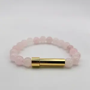 Manifestation Bracelet - Rose Quartz Stretch Bracelet - Secret Capsule - Write Your Intentions, Goals, or Secret Message with a Clear Design