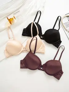 CKL 3PCS Women's Medium Support Underwire Bra Set, Comfortable Patchwork Design, Fitted Style for All Seasons