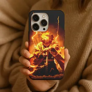Zenitsu Lightning Breathing Power Phone Case, Epic Demon Slayer Anime Glow Art, Thunder Sword Otaku Manga Aesthetic Protective Cover