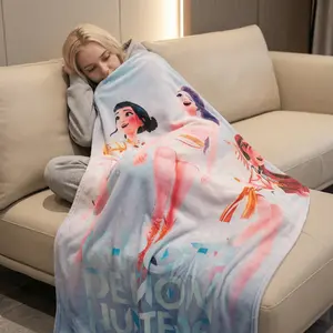 Y2K Pop Art Idol Girl Flannel Throw Blanket, Super Soft All Season Lightweight Cozy Plush Blanket for Couch Bed, Vibrant Kawaii Anime Aesthetic Room Decor, Cute Fuzzy Bedding Gift for Teen Girls