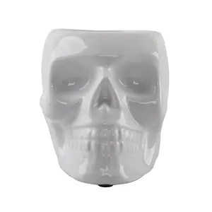 Ceramic 4.5X3.5 Skull Planter WH - White Ceramic Skull Planter with No Lid